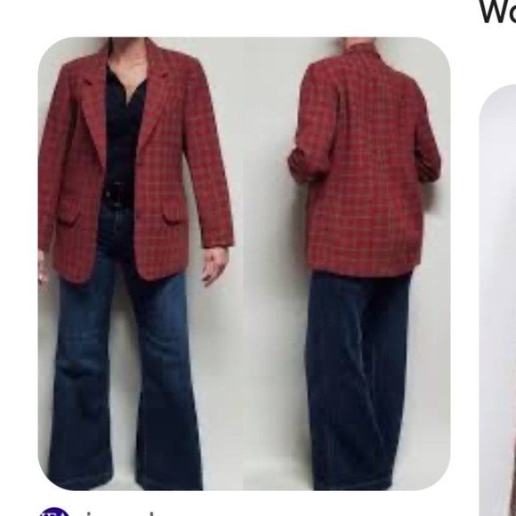 Vintage Eddie Bauer woman’s M red brick plaid formal tweed  blazer suit jacket - Picture 3 of 11
